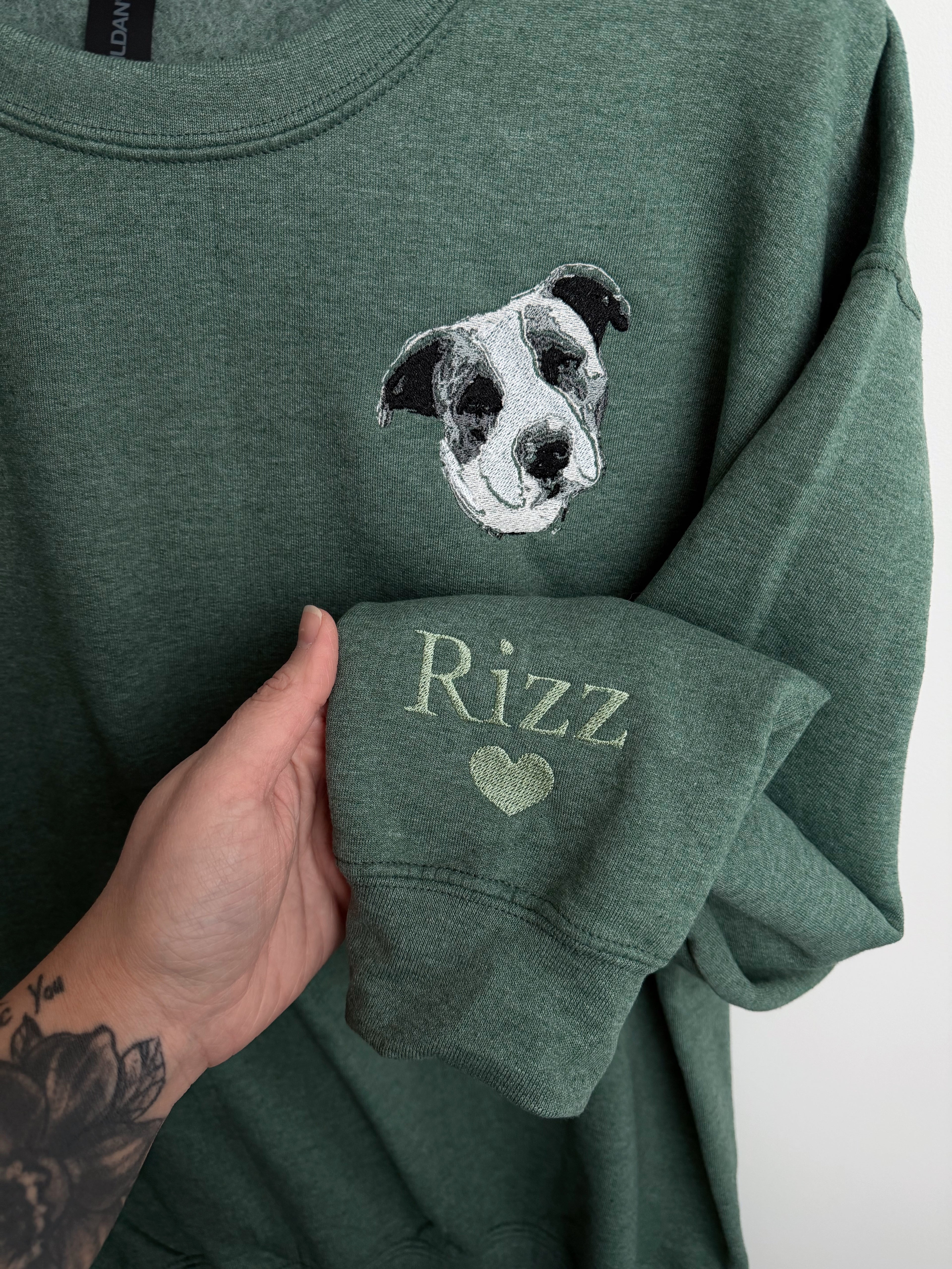 Embroidered pet portrait w/ name (one pet)